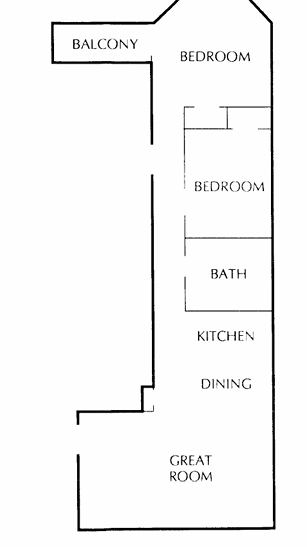 Two Bedroom South (A Units) floor plan