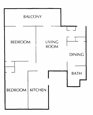 Two Bedroom Center (B Units) floor plan
