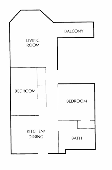Two Bedroom North (C Units) floor plan